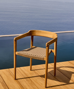 ICARO Skladljiva stolica od punog tikovine s prirodnom završnom obradom i bež užadi, FSC 100%