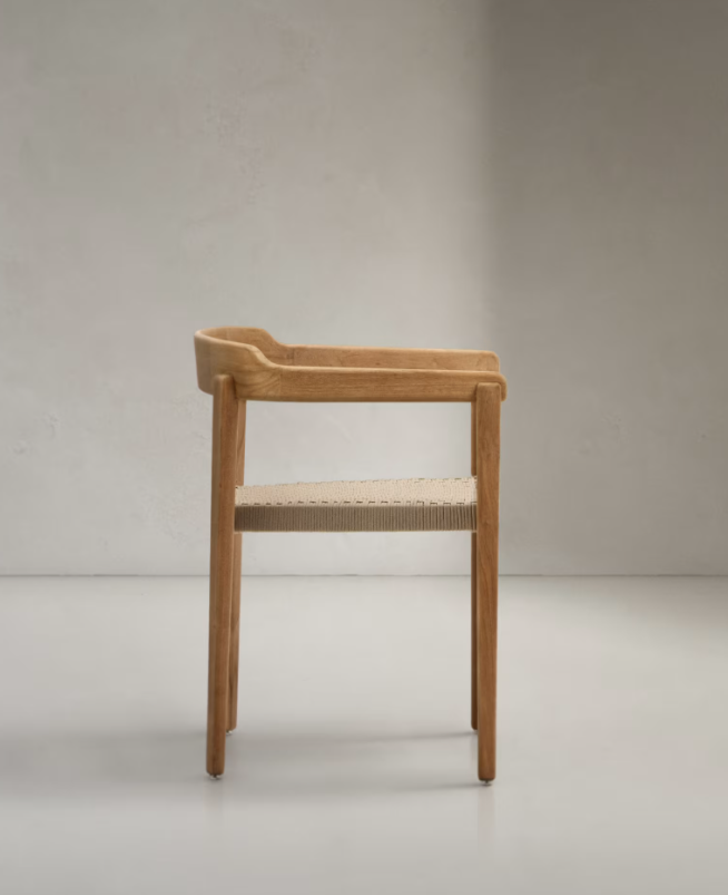 ICARO Skladljiva stolica od punog tikovine s prirodnom završnom obradom i bež užadi, FSC 100%