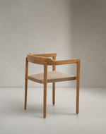 ICARO Skladljiva stolica od punog tikovine s prirodnom završnom obradom i bež užadi, FSC 100%