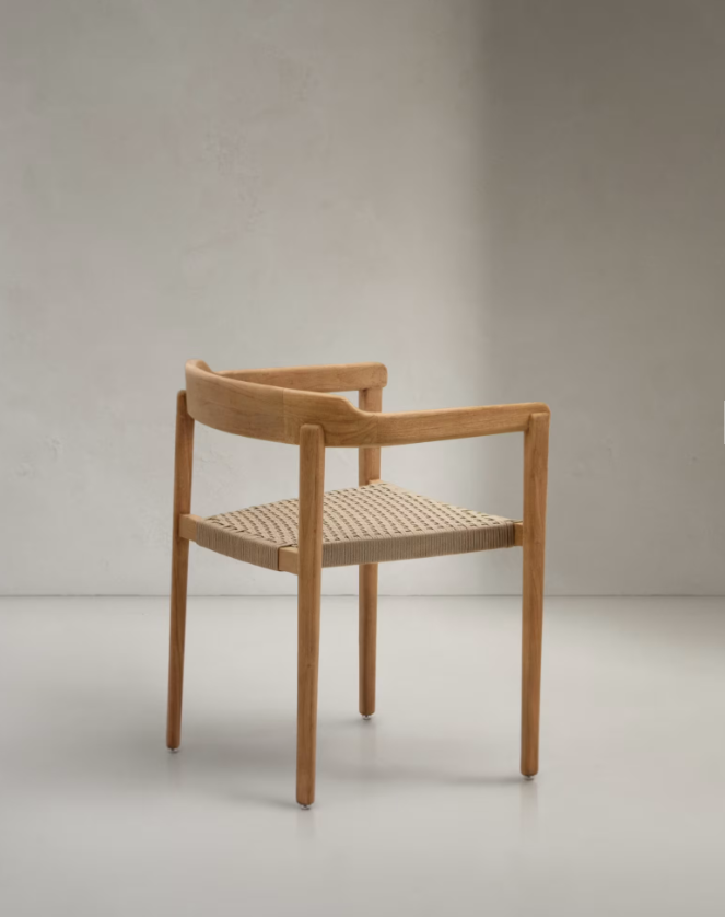 ICARO Skladljiva stolica od punog tikovine s prirodnom završnom obradom i bež užadi, FSC 100%