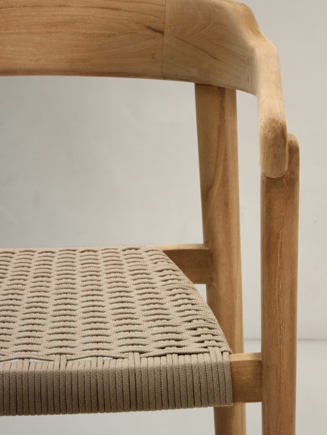 ICARO Skladljiva stolica od punog tikovine s prirodnom završnom obradom i bež užadi, FSC 100%