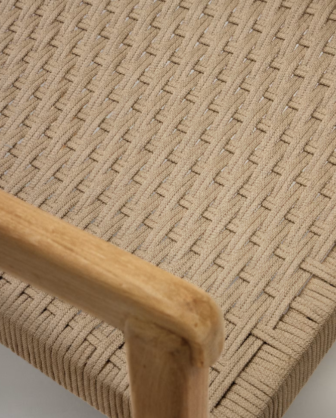 ICARO Skladljiva stolica od punog tikovine s prirodnom završnom obradom i bež užadi, FSC 100%