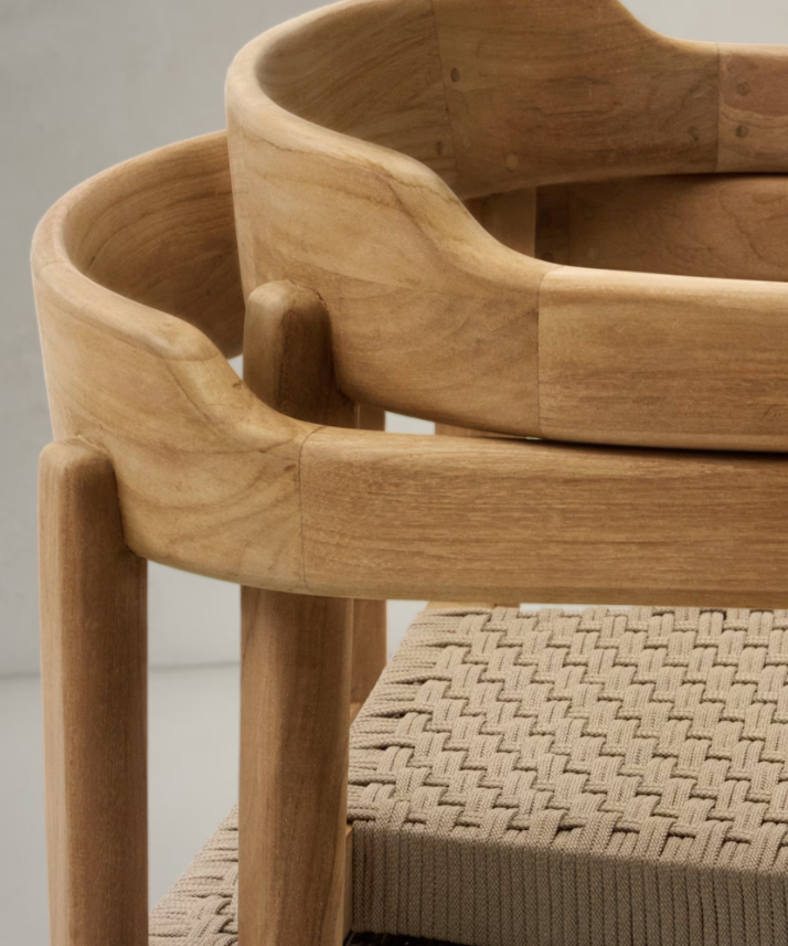 ICARO Skladljiva stolica od punog tikovine s prirodnom završnom obradom i bež užadi, FSC 100%