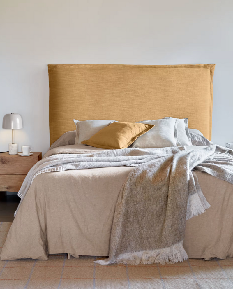 TANIT Uzglavlje s navlakom od senf lana koja se može skinuti, za krevete širine 200 cm