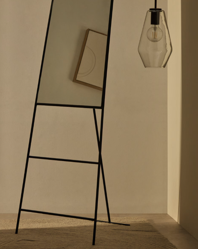 NORLAND Crno metalno ogledalo u punoj veličini 55 x 166 cm