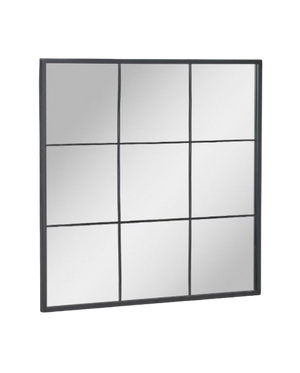 ULRICA Black metal wall mirror 80 x 80 cm