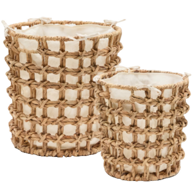DILAM Set of 2 natural fibre baskets, Ø 30 cm / Ø 38 cm