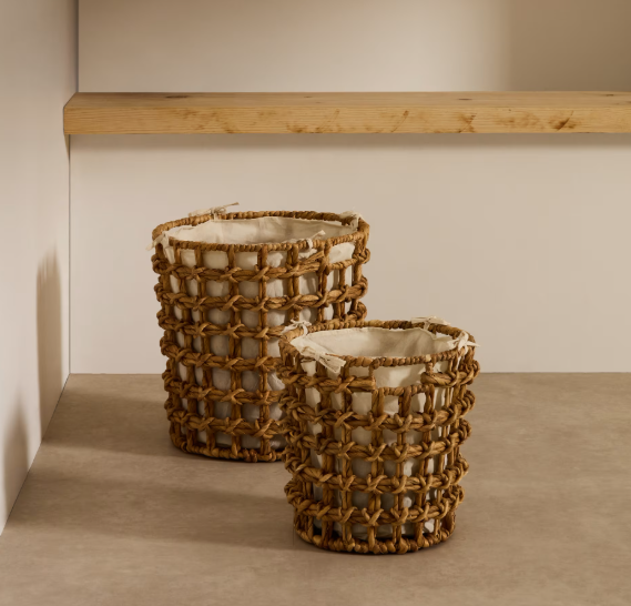 DILAM Set of 2 natural fibre baskets, Ø 30 cm / Ø 38 cm