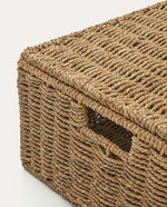 TOSSA Set of 2 natural fiber baskets with lids, 55 x 36 cm / 60 x 40 cm