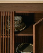 BEYLA  Sideboard in ash veneer and solid ash wood with walnut finish 181 x 71.5cm FSC 100%