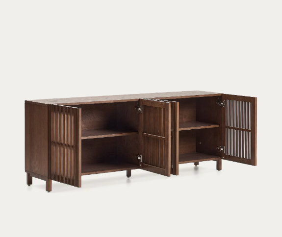 BEYLA  Sideboard in ash veneer and solid ash wood with walnut finish 181 x 71.5cm FSC 100%