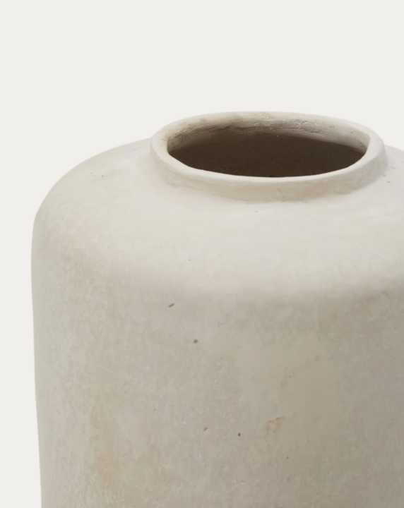 SERINA Papier mâché vase in white 34 cm