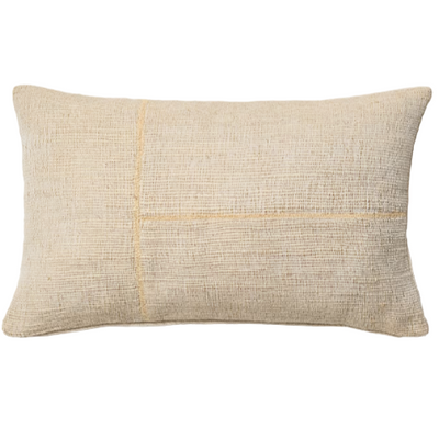 ANVERA Beige viscose jacquard cushion cover with yellow contrasting lines 40 x 60 cm