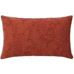 VELINA Cushion cover in red washed linen jacquard with floral design 30 x 50 cm