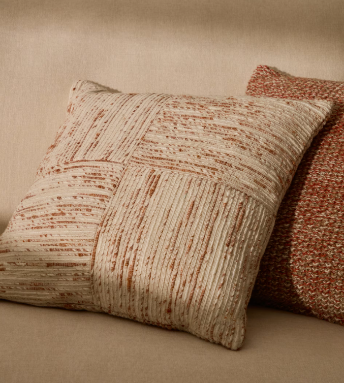 ANUBA Beige and red checked jacquard cushion cover 45 x 45cm