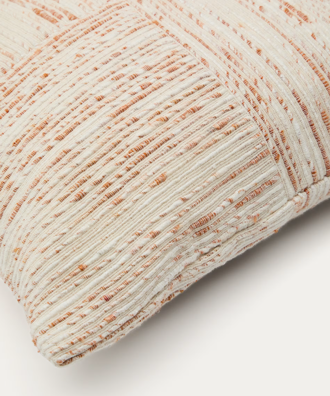 ANUBA Beige and red checked jacquard cushion cover 45 x 45cm