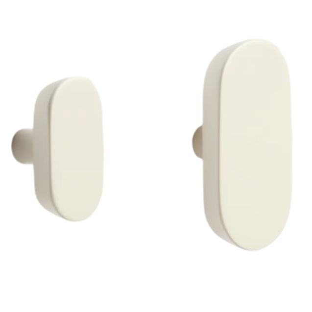 ARELY Set of 2 solid beech wood hangers with beige lacquer finish 6.5 cm/10 cm