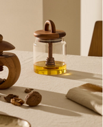 NUKHA Honey jar in glass and FSC 100% acacia wood