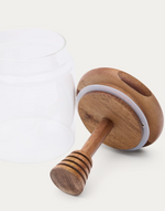 NUKHA Honey jar in glass and FSC 100% acacia wood