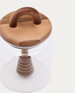 NUKHA Honey jar in glass and FSC 100% acacia wood