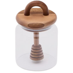 NUKHA Honey jar in glass and FSC 100% acacia wood