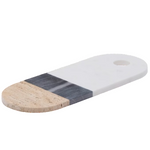 NIVOL Large serving board in white and black marble and travertine