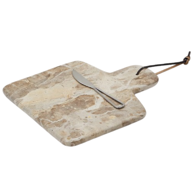SUKA Large cutting board and beige marble knife set