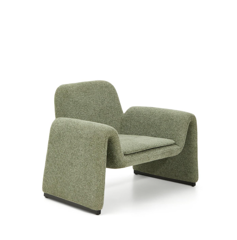MELVIA green chenille armchair