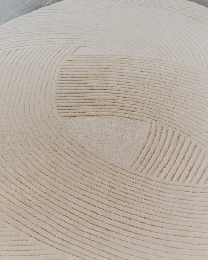 DOMM Bež vuneni tepih, Ø 200 cm