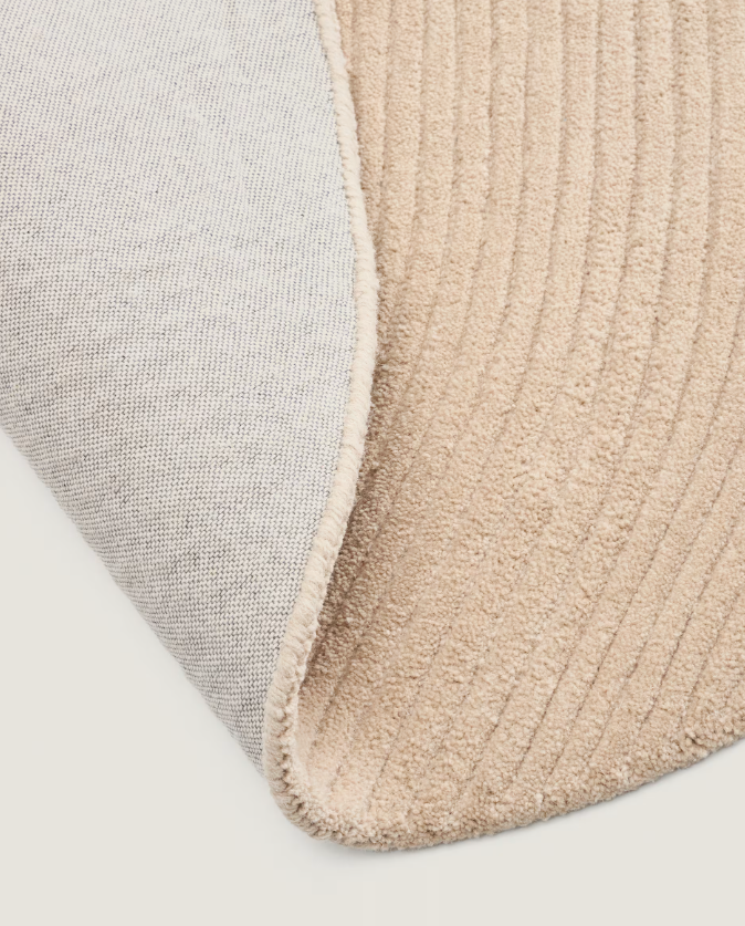 DOMM Bež vuneni tepih, Ø 200 cm