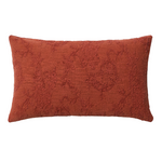 VELINA Cushion cover in red washed linen jacquard with floral design 30 x 50 cm