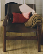 VELINA Cushion cover in red washed linen jacquard with floral design 30 x 50 cm