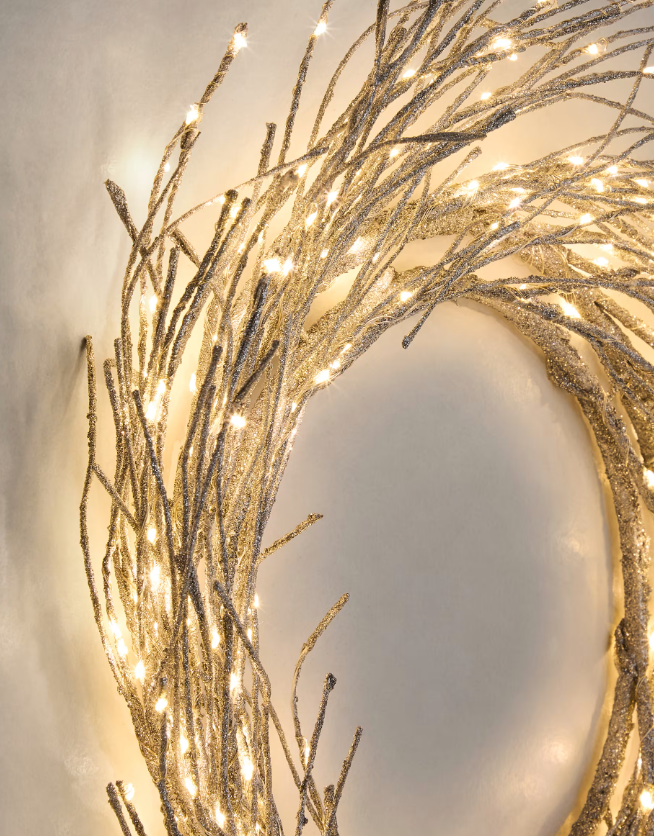 BRIA Luminous silver-coloured wreath, Ø 60 cm