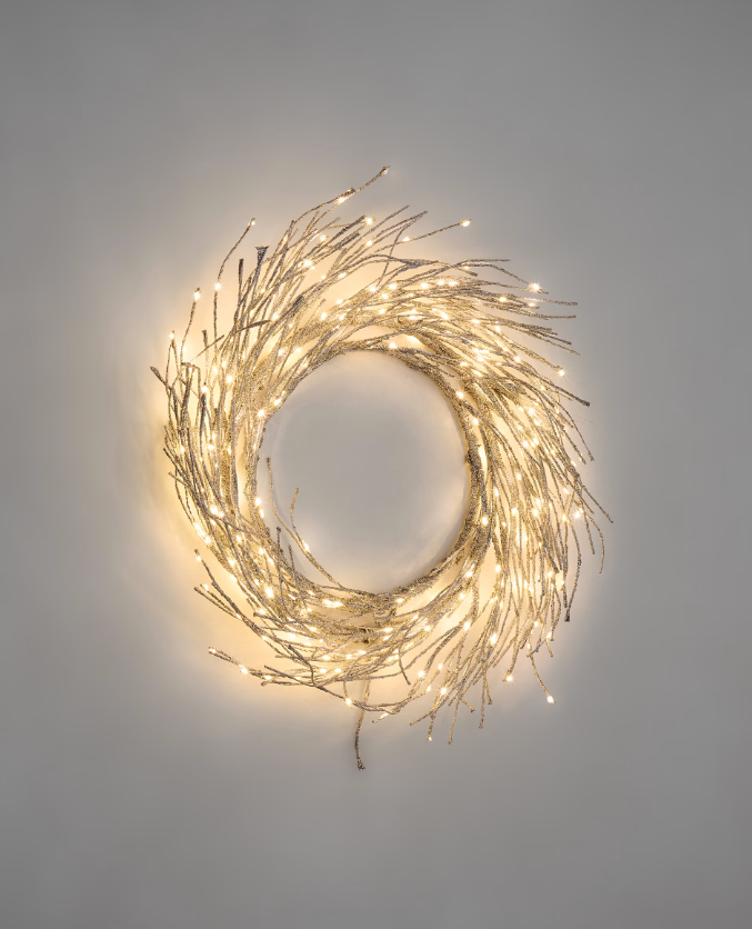 BRIA Luminous silver-coloured wreath, Ø 60 cm