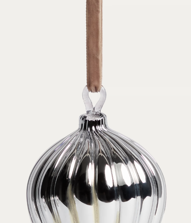 ORANEL Set of 3 silver recycled glass hanging ornaments Ø 8 cm