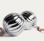 ORANEL Set of 3 silver recycled glass hanging ornaments Ø 8 cm