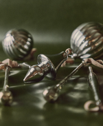 ORANEL Set of 3 silver recycled glass hanging ornaments Ø 8 cm