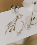 ALSENIA Set of 4 silver recycled glass hanging ornaments 10,5 cm