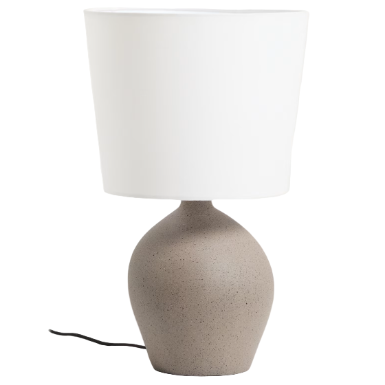 VIONA Large table lamp with textured stone effect and cotton lampshade