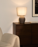 VIONA Large table lamp with textured stone effect and cotton lampshade
