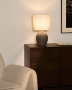 VIONA Large table lamp with textured stone effect and cotton lampshade