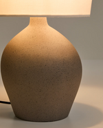 VIONA Large table lamp with textured stone effect and cotton lampshade