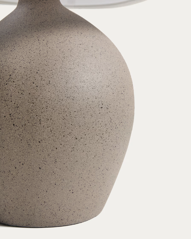 VIONA Large table lamp with textured stone effect and cotton lampshade