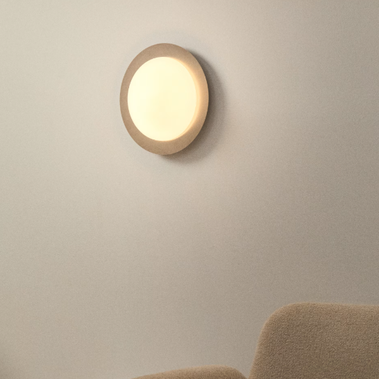 NOVAE ceiling lamp in light grey brushed metal and frosted glass Ø 40 cm