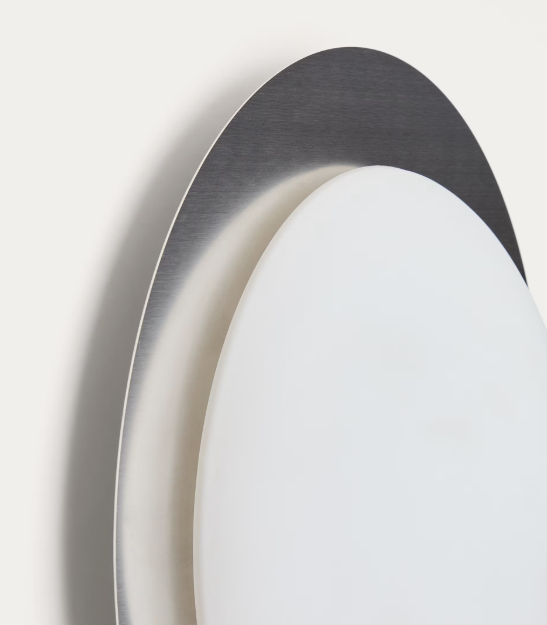 NOVAE ceiling lamp in light grey brushed metal and frosted glass Ø 40 cm