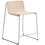 TAVARI Stackable stool in beige synthetic rope cord and brushed-effect stainless steel