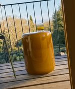 MESQUIDA Outdoor side table in ceramic with glazed mustard finish Ø 35cm