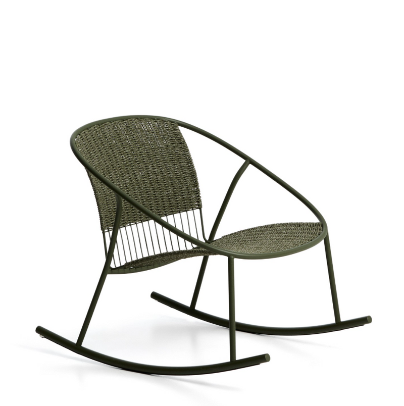 ATRANI rocking chair in galvanized steel and green rope