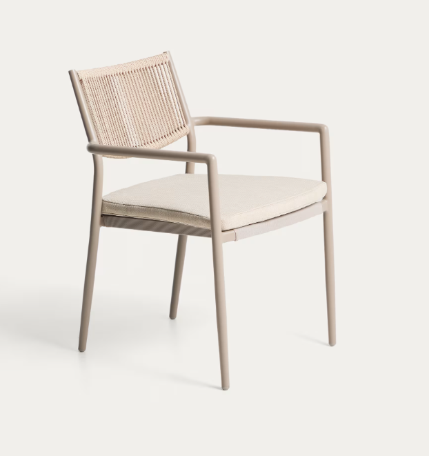 ARGASI Chair in graphite aluminium and dark grey synthetic rope cord