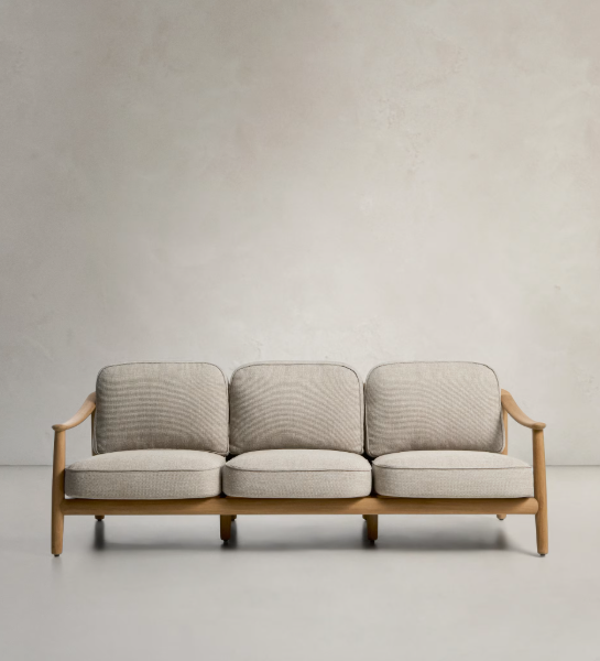 ELUNDA 3-seater outdoor sofa in solid teak wood FSC 100%, 215cm